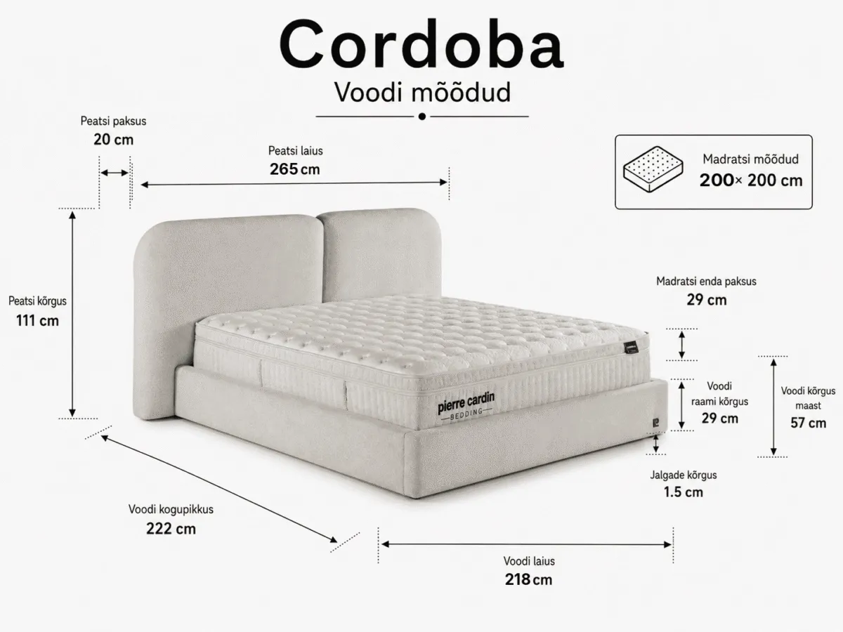 CORDOBA Bed 200x200 - With Mattress - Pilt 3