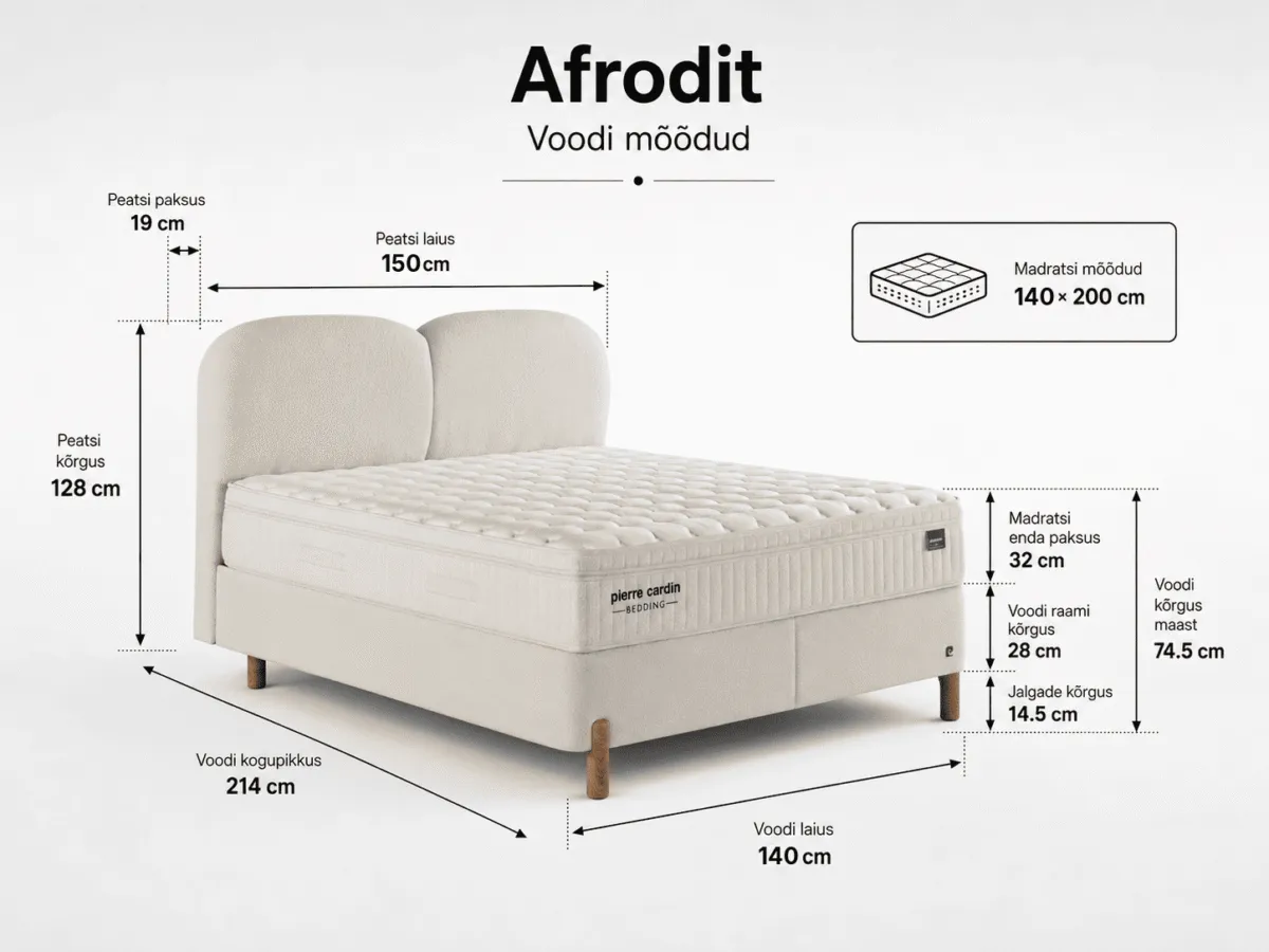 AFRODIT Bed 140x200 - With Mattress - Pilt 3