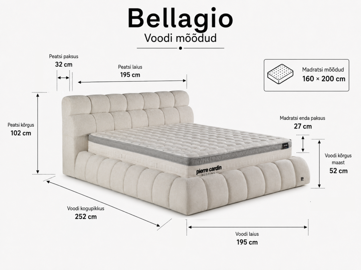 BELLAGIO Bed 160x200 - With Mattress - Pilt 3