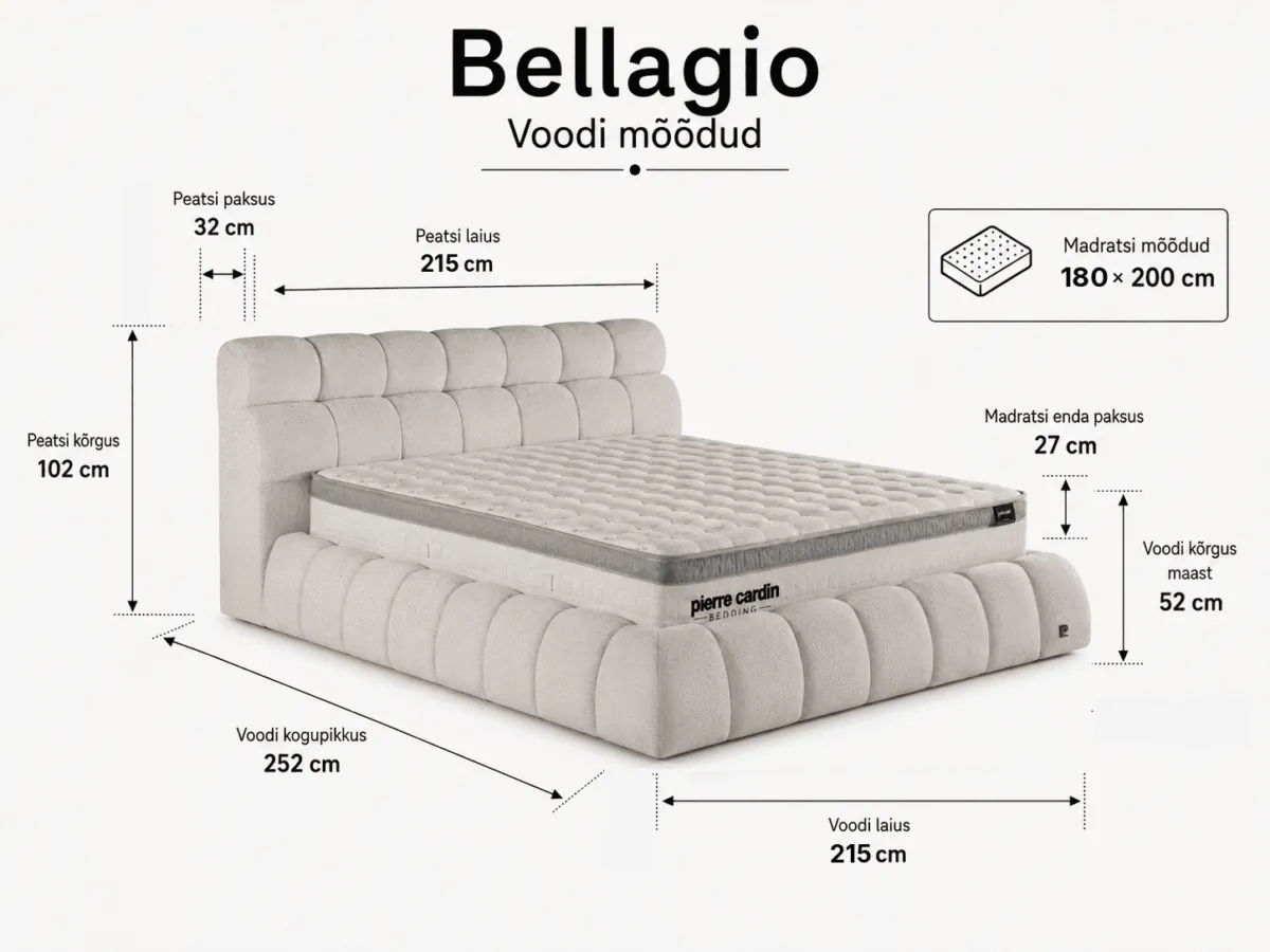 BELLAGIO Bed 180x200 - With Mattress - Pilt 3