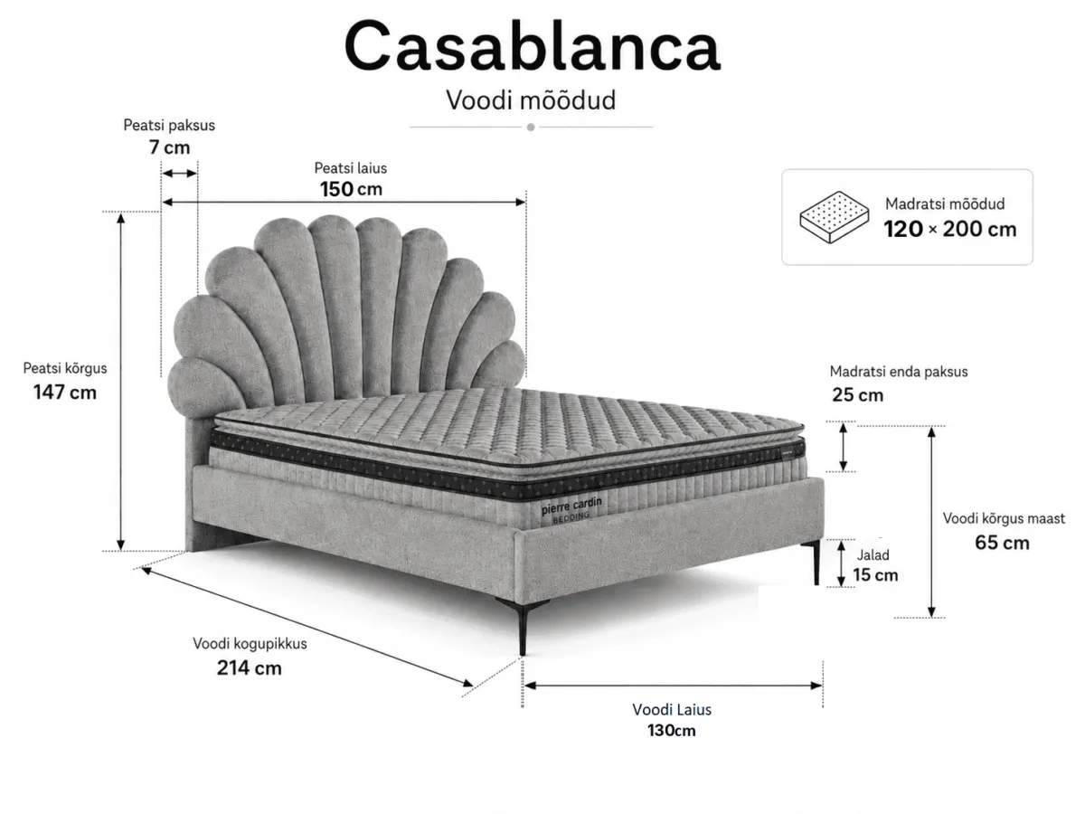 CASABLANCA Bed 120x200 - With Mattress - Pilt 3
