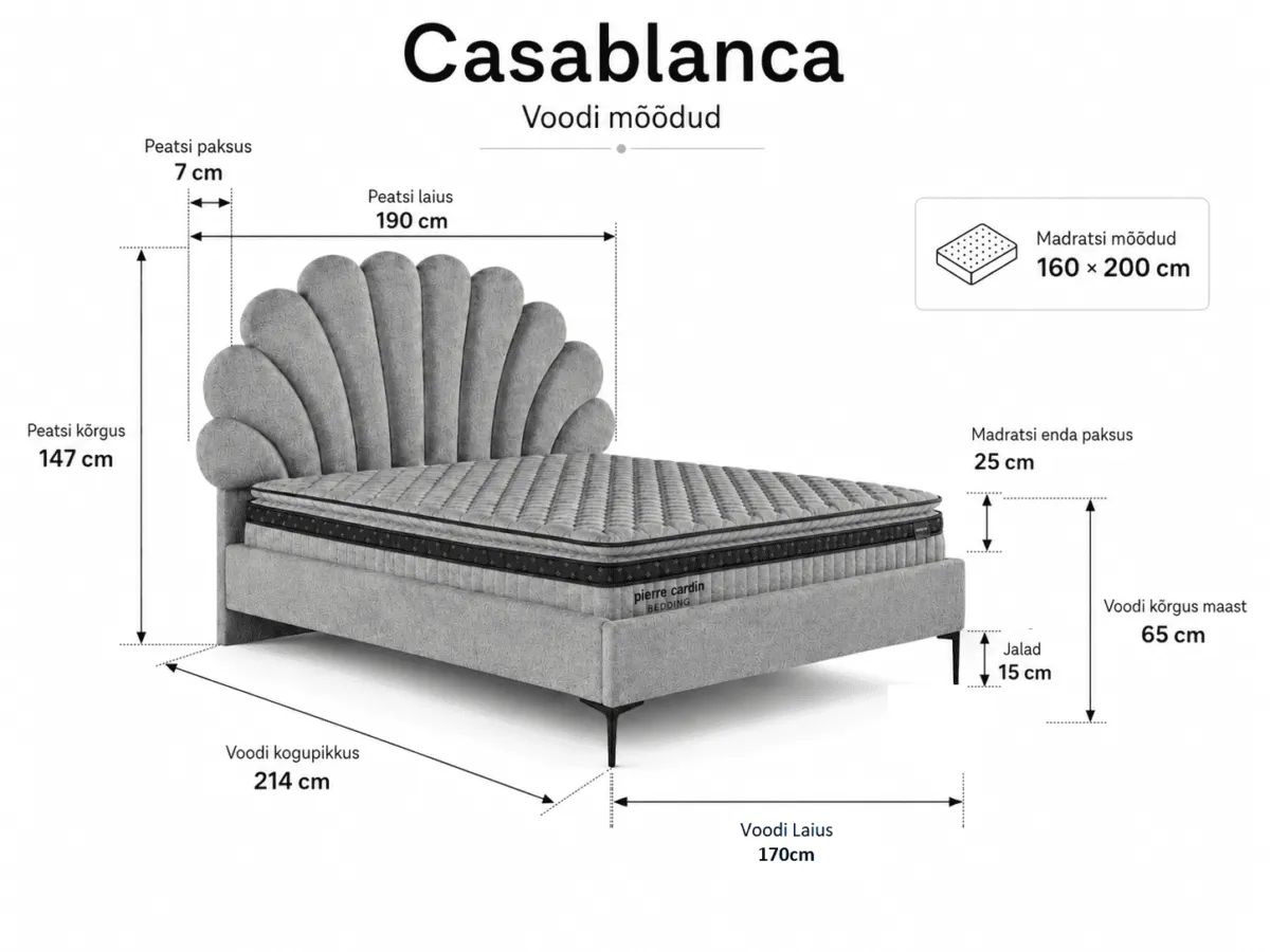 CASABLANCA Bed 160x200 - With Mattress - Pilt 3