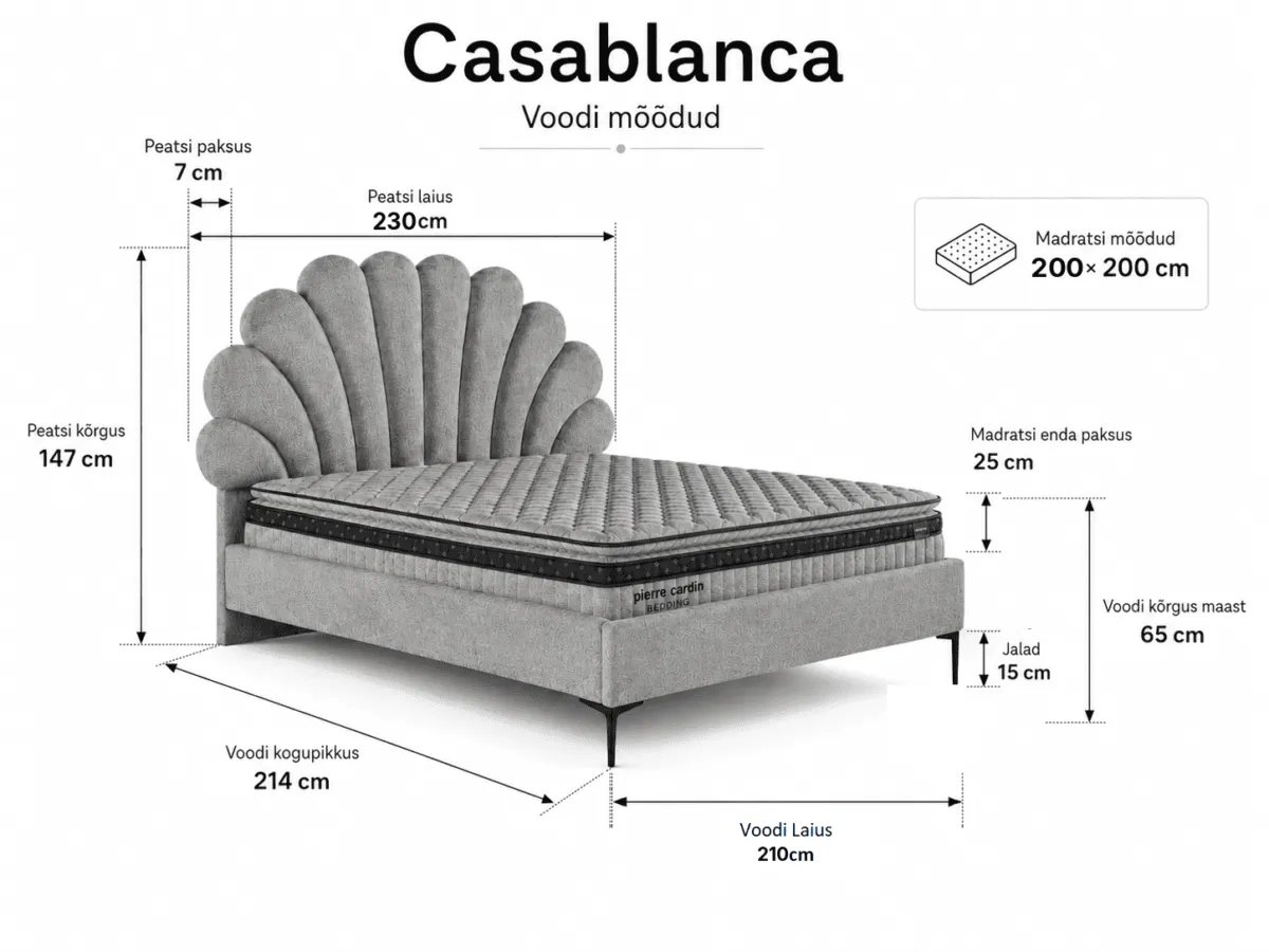 CASABLANCA Bed 200x200 - With Mattress - Pilt 3
