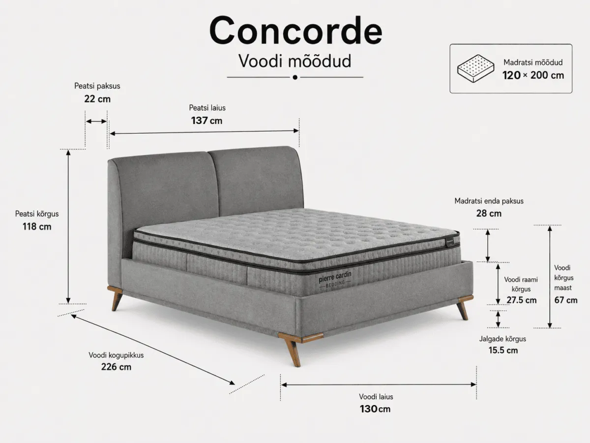 CONCORDE Bed 120x200 - With Mattress - Pilt 3