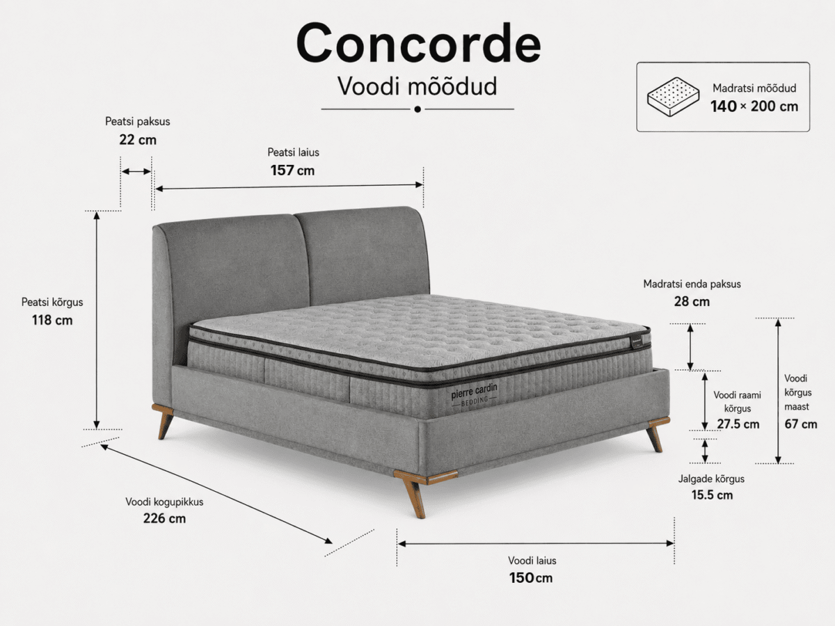 CONCORDE Bed 140x200 - With Mattress - Pilt 19