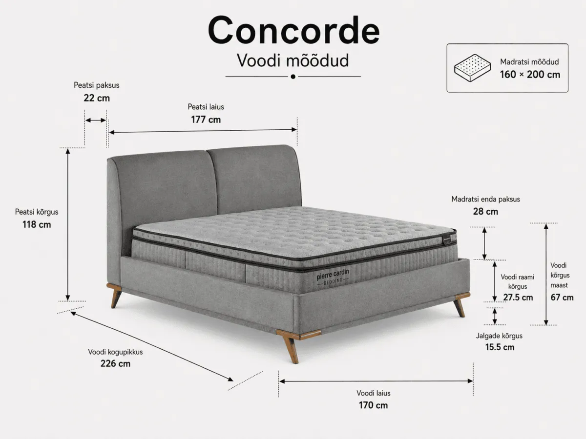 CONCORDE Bed 160x200 - With Mattress - Pilt 3