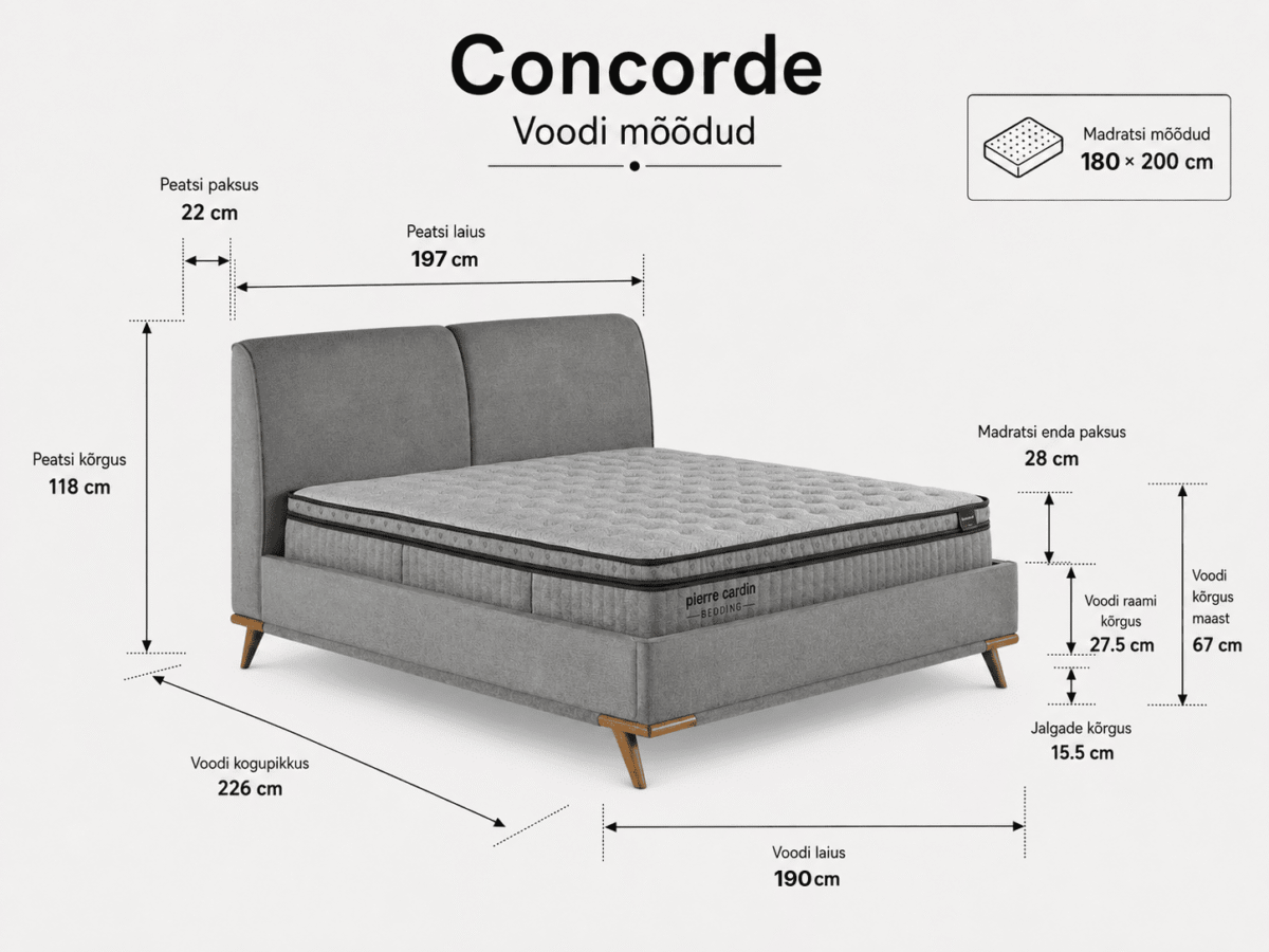 CONCORDE Bed 180x200 - With Mattress - Pilt 3