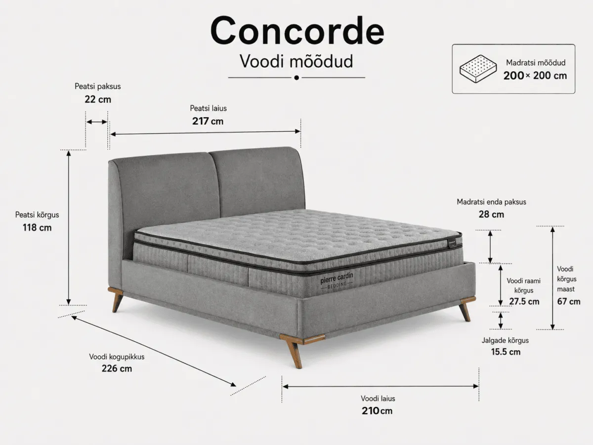CONCORDE Bed 200x200 - With Mattress - Pilt 3