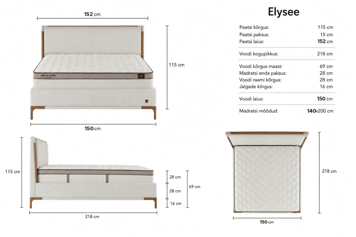 ELYSEE Bed 140x200 - With Mattress - Pilt 3