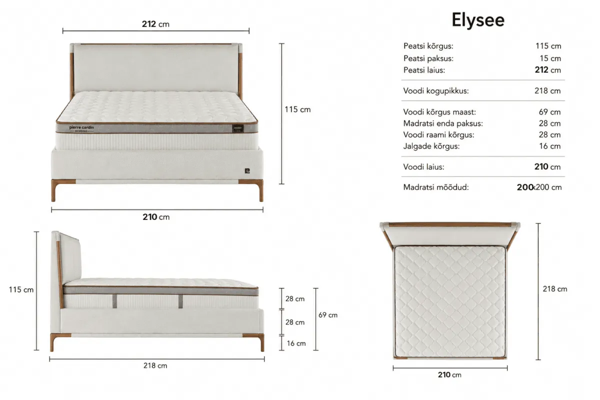 ELYSEE Bed 200x200 - With Mattress - Pilt 3