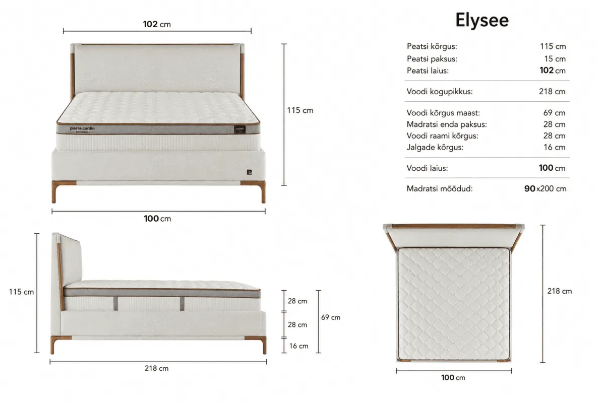 ELYSEE Bed 90x200 - With Mattress - Pilt 3
