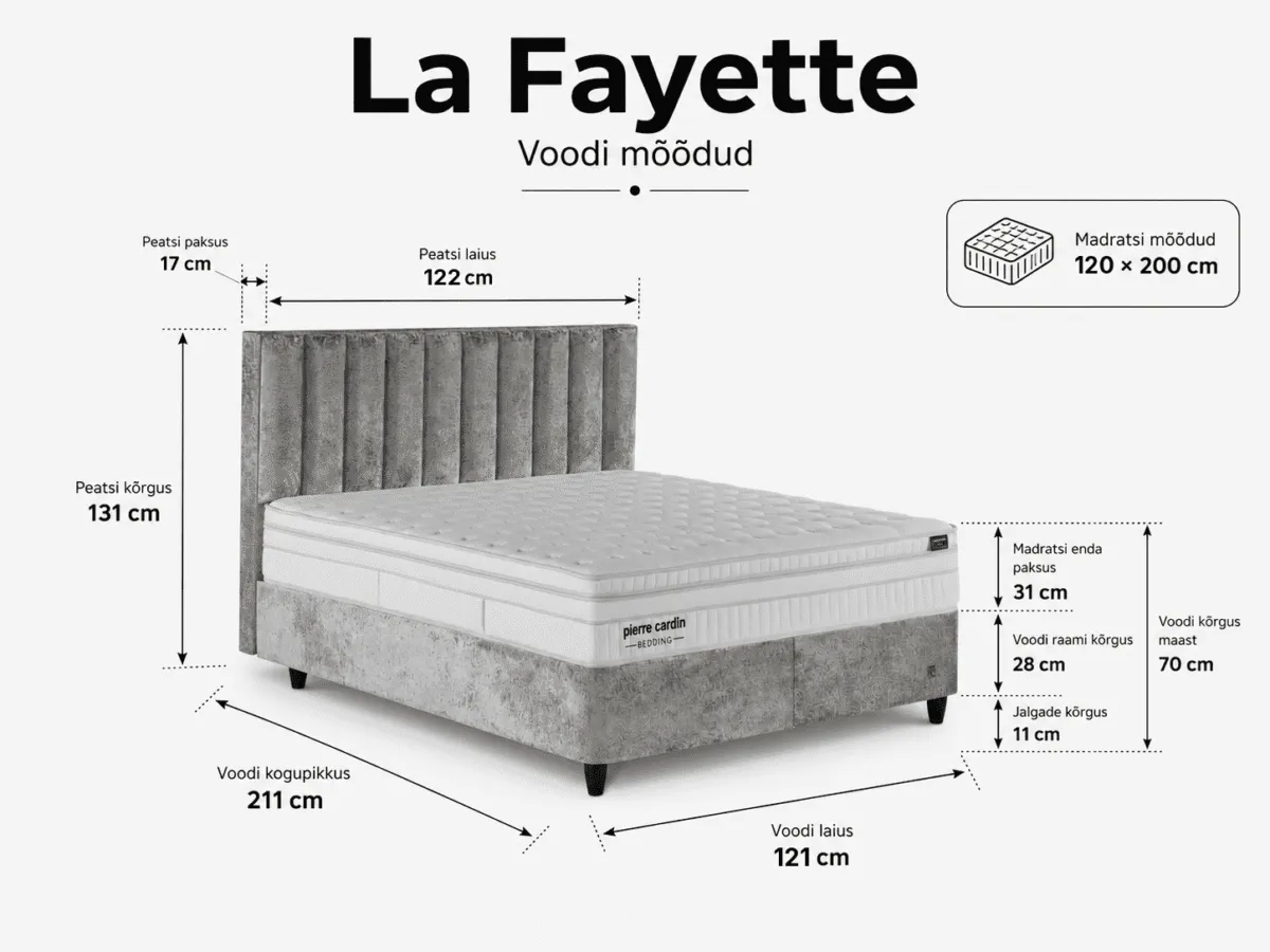 LA FAYETTE Bed 120x200 - With Mattress - Pilt 3