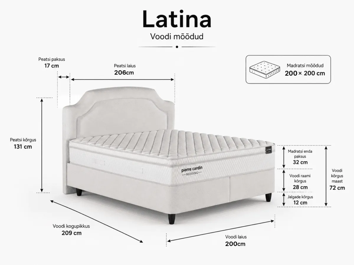 LATINA Bed 200x200 - With Mattress - Pilt 3
