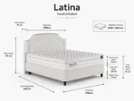 LATINA Bed 200x200 - With Mattress - Pilt 3