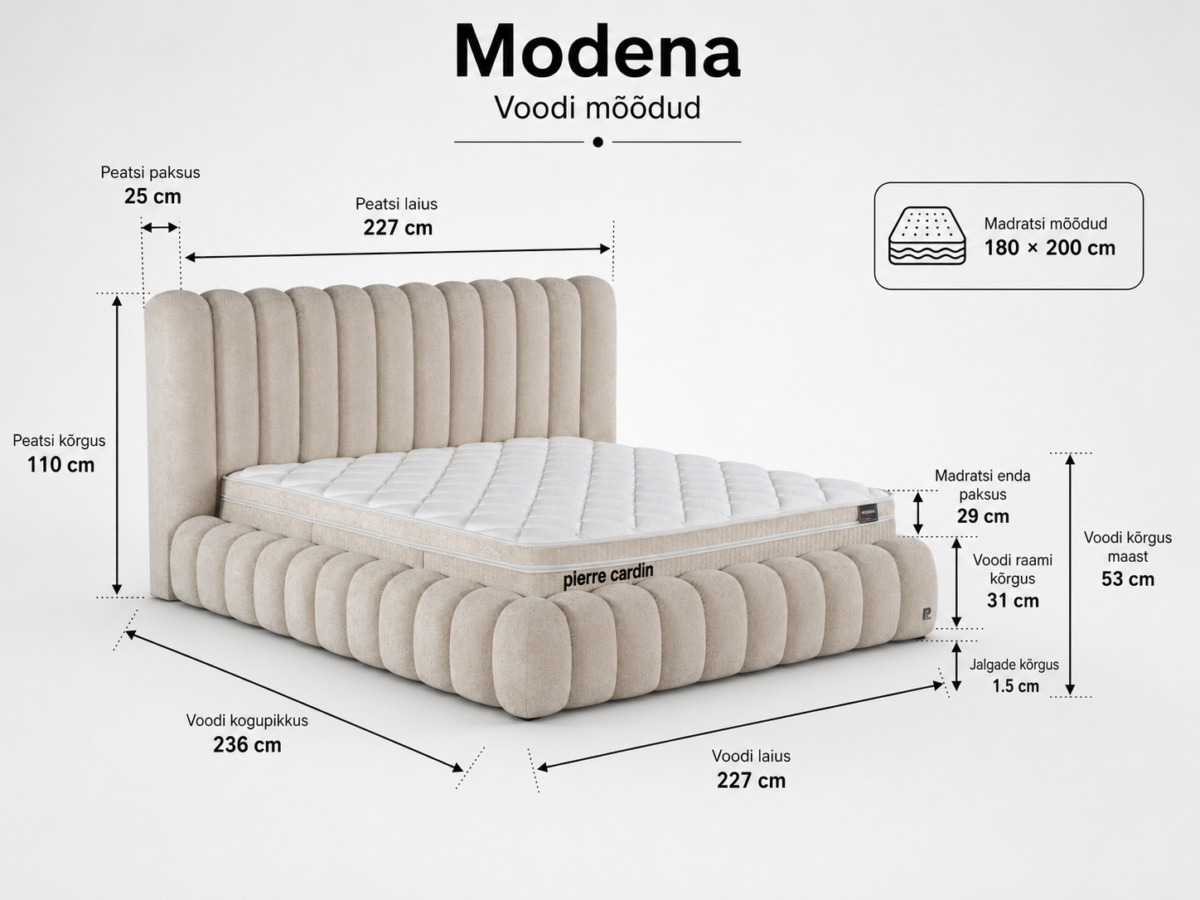 MODENA Bed 180x200 - With Mattress - Pilt 3