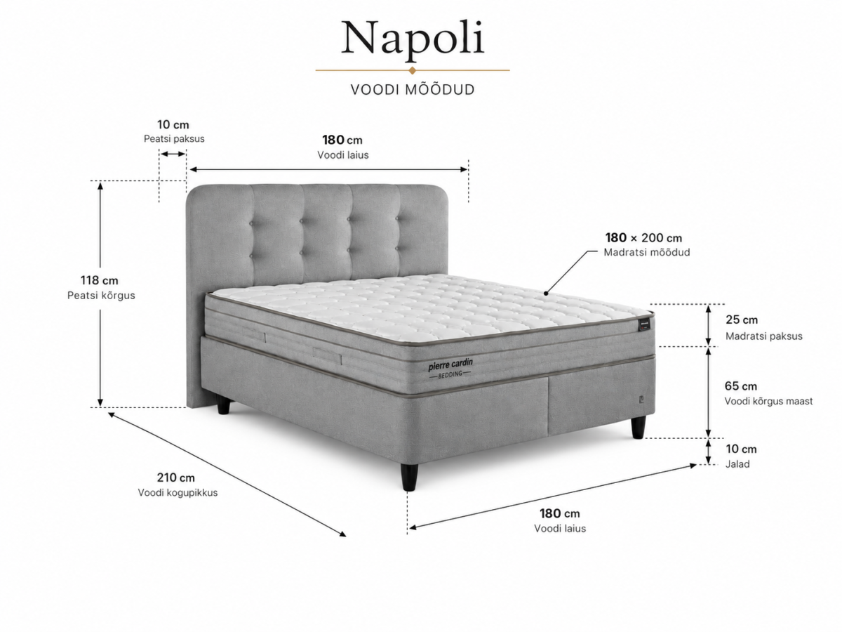 NAPOLI Bed 180x200 - With Mattress - Pilt 3