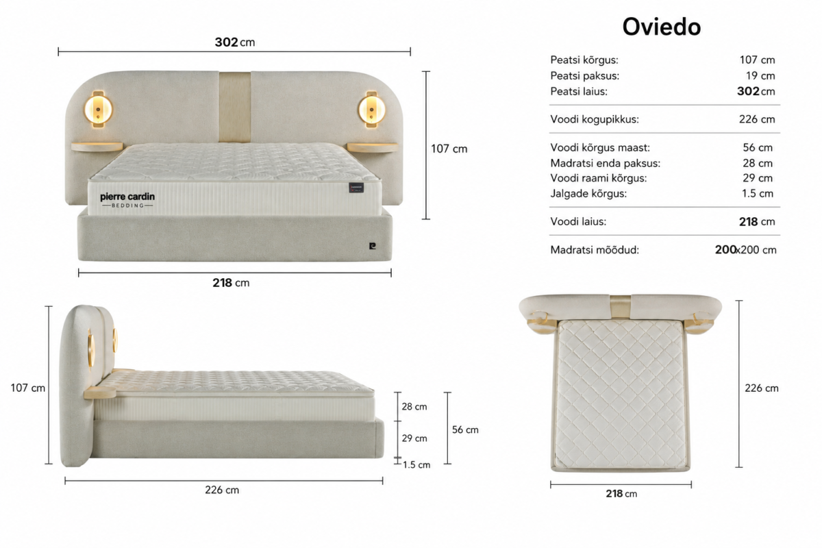 OVIEDO Bed 200x200 - With Mattress - Pilt 3