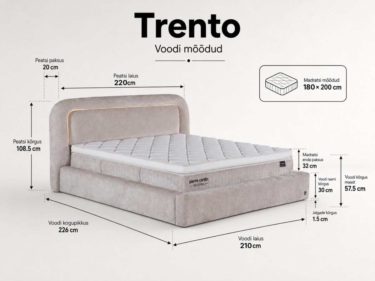 TRENTO Bed 180x200 - With Mattress - Pilt 3